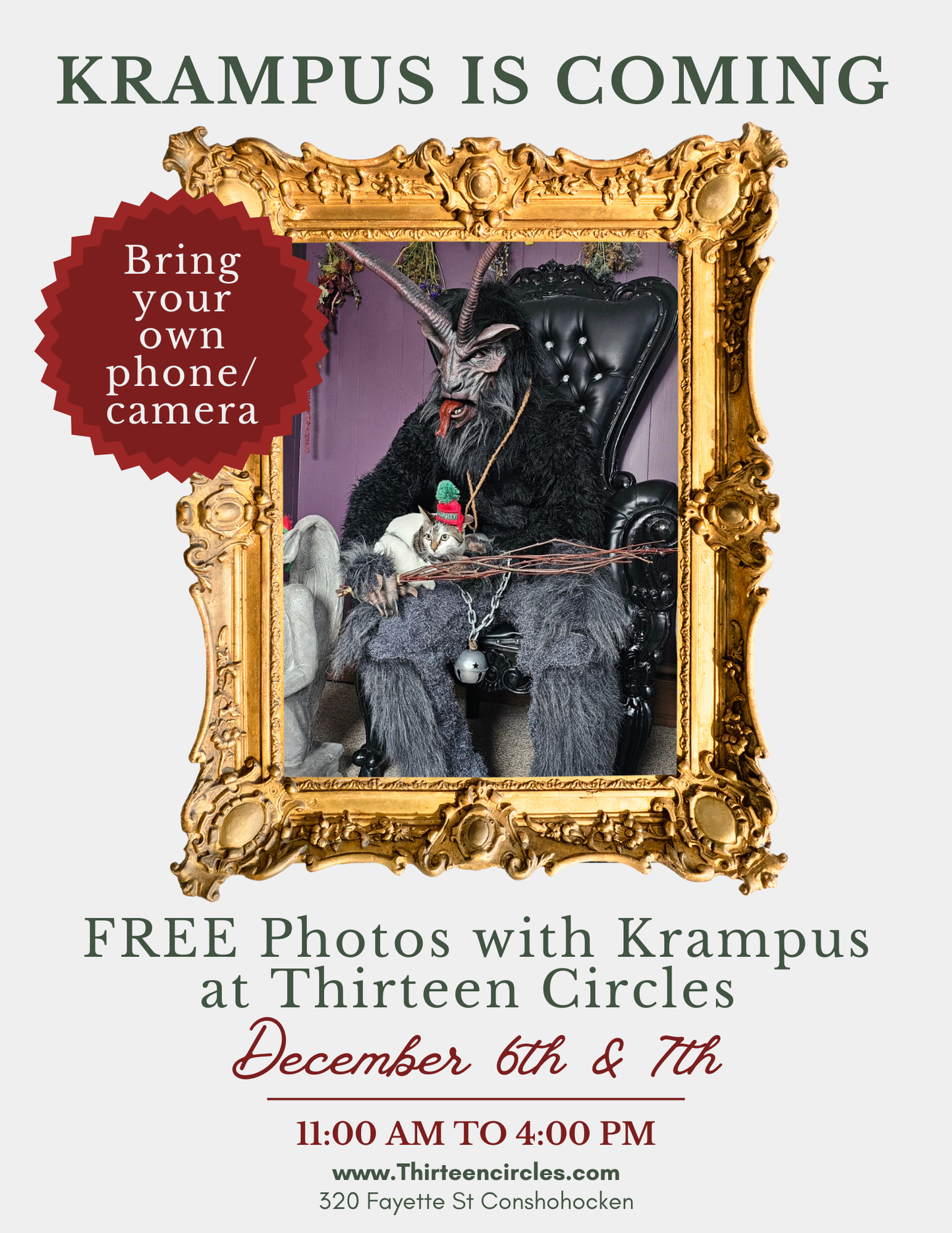 SATURDAY 12/6 & SUNDAY 12/7 11-4 Photos With Krampus FREE - NO REGISTRATION REQUIRED