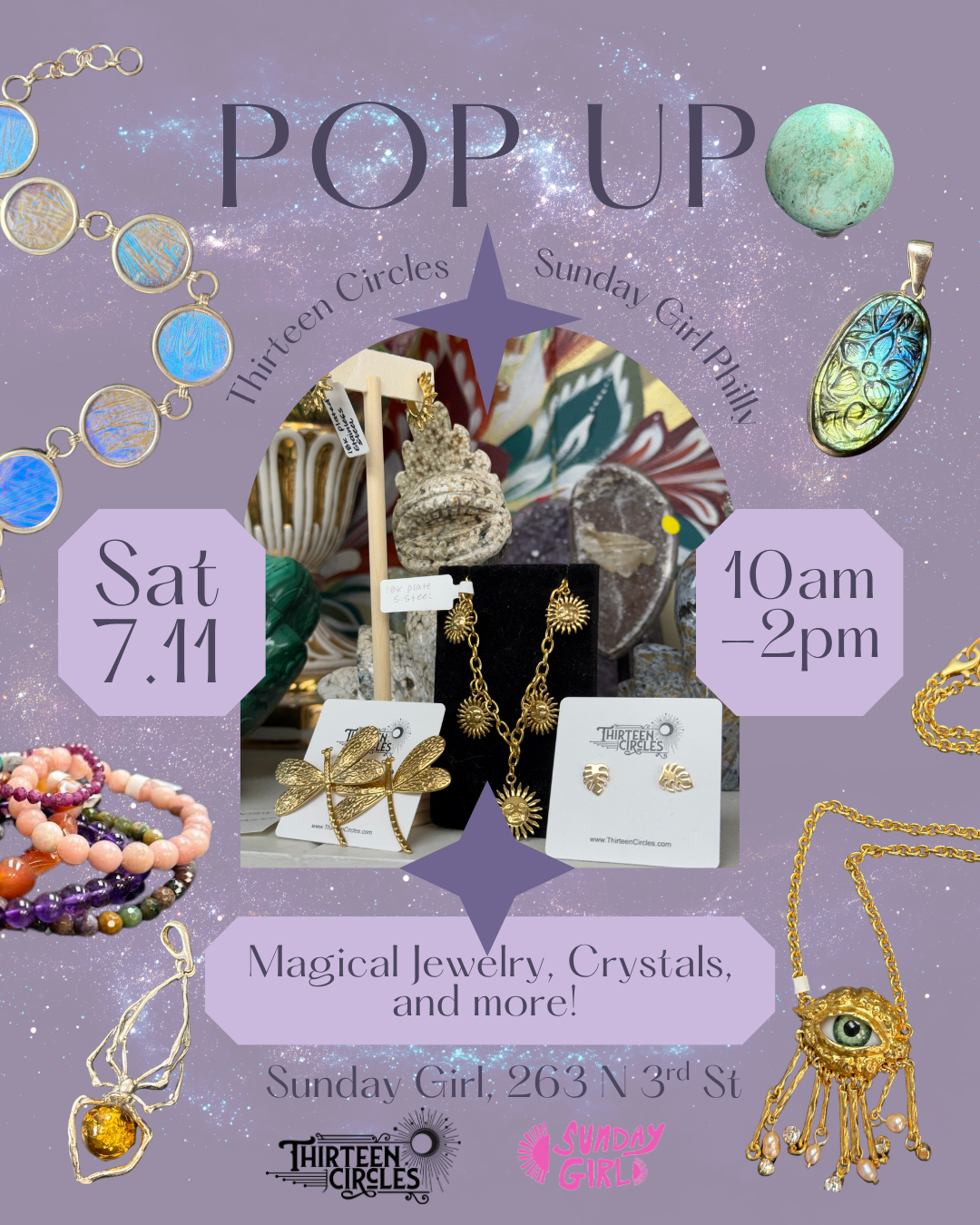 Saturday July 11th 10-2pm- Sunday Girl x Thirteen Circles Pop Up