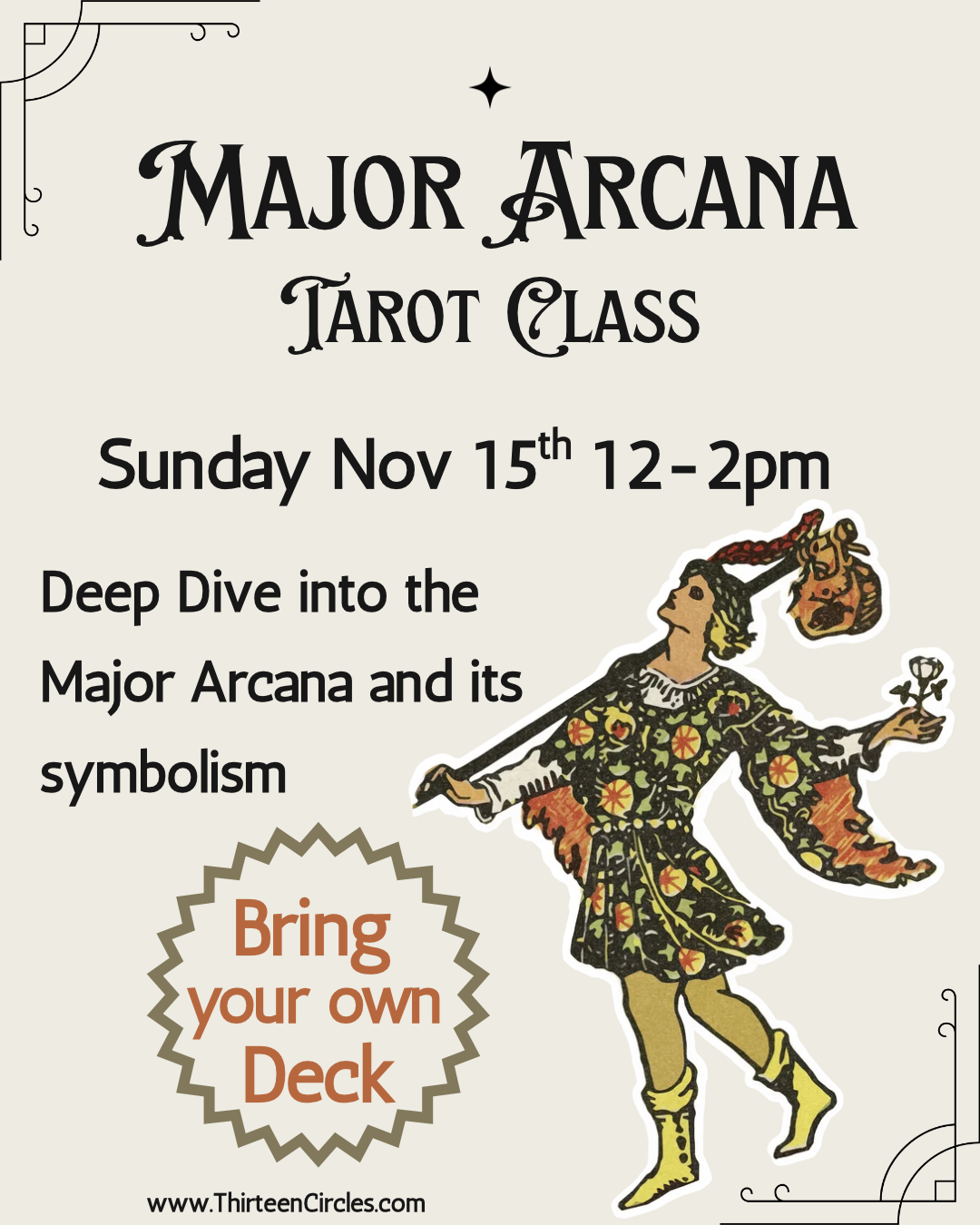 Major Arcana - Interactive Tarot Class - Sunday November 15th 12-2pm