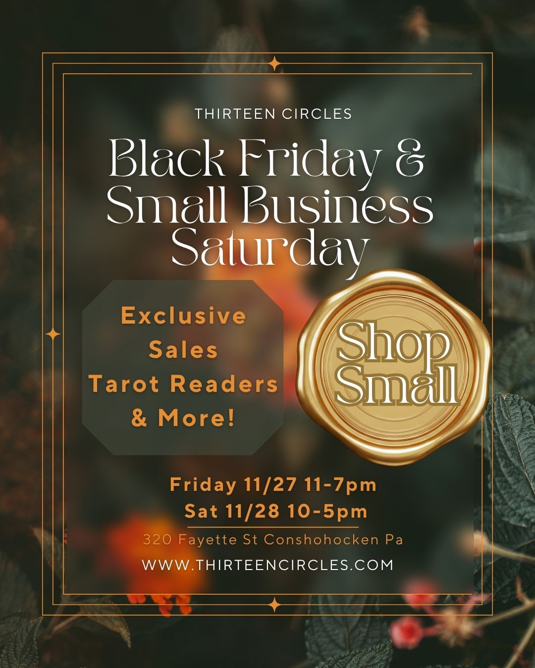 11/27 & 11/28 - Black Friday and Small Business Saturday at Thirteen Circles