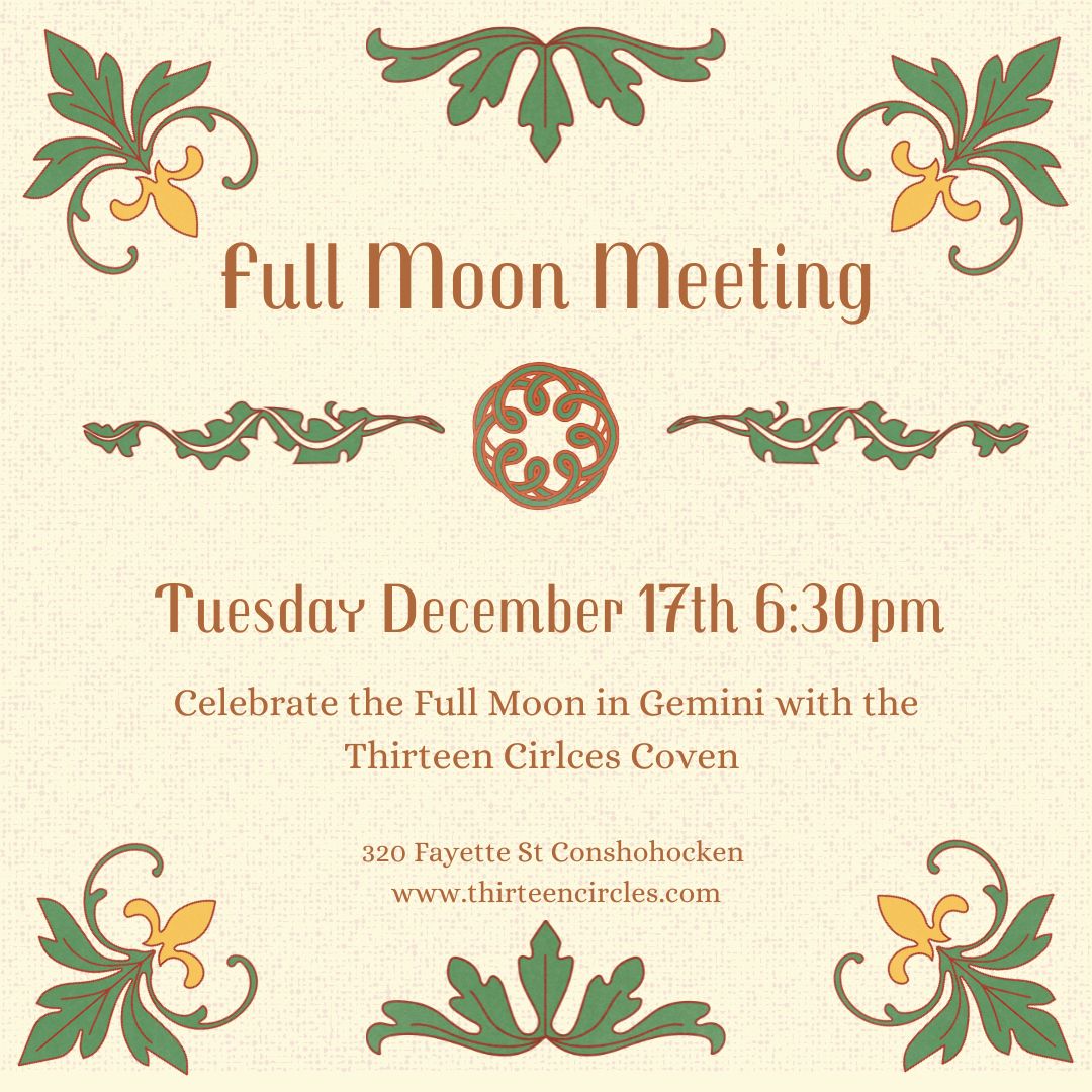 December Full Moon Meeting - Tuesday 12/17 @ 6:30pm EST