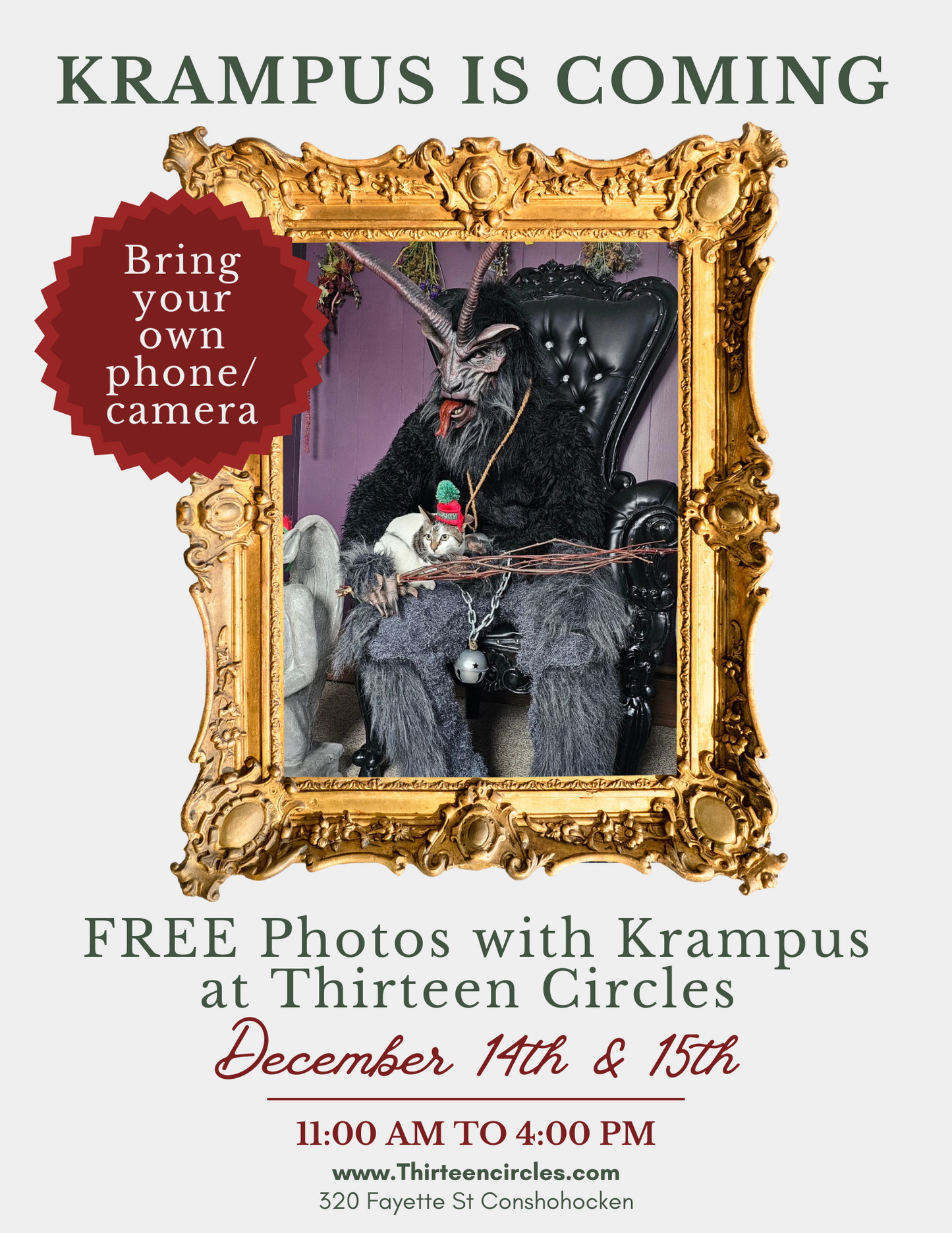 SATURDAY 12/14 & SUNDAY 12/15 11-4 Photos With Krampus FREE - NO REGISTRATION REQUIRED